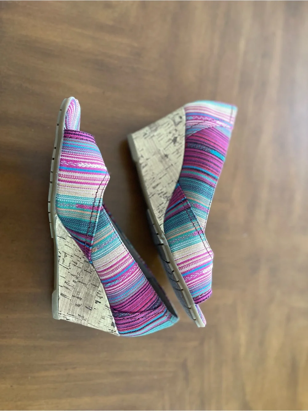 Pink Multi-Striped Wedges
